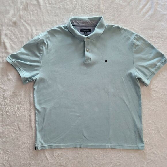 Tommy Hilfiger Polo Shirt Light Blue Custom Fit Men’s Size XXL Embroidered Logo - Picture 1 of 9